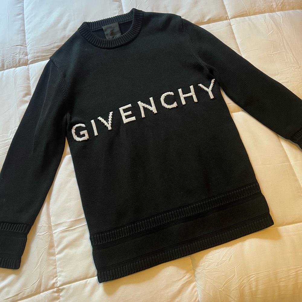 Givenchy Black Crewneck Sweater with White Logo